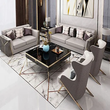 Italijos šviesos prabanga post-moderni odinė sofa derinys Šiaurės stilius paprastas didelės butas Honkongo stiliaus kambarį kietas