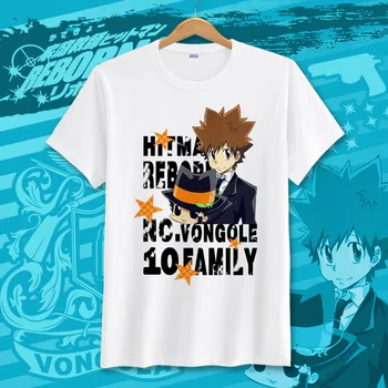 Japonų Anime, Katekyo Hitman Reborn Cosplay Marškinėliai Sawada Tsunayoshi Vasaros T-Shirt Mados Animacinių filmų Top Tee marškinėlius Drabužiai
