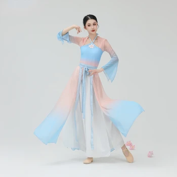 Kinų Stiliaus Hanfu Klasikinio Šokio Kostiumai Senovės Tradicinį Rytietišką Yangko Suknelė Moterų Skėtis Pasakų Šokių Hanfu Medžiaga