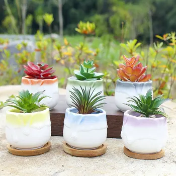 Korėjos In Mini Modernus Minimalistinio Sultingi Keramikos Vazonas Su Skyle Kūrybos Srautas Glazūra Balkonas Vazoninių Augalų Ornamentais