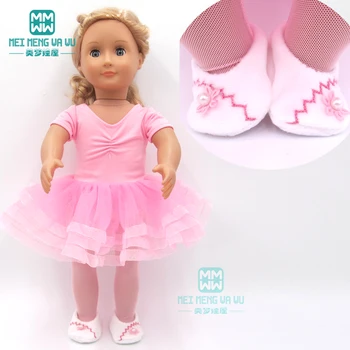 Kūdikių drabužiai lėlės tinka 43cm new born lėlės ir amerikiečių lėlės mados trijų dalių rožinės spalvos balerinos suknelė + kojinės + batai