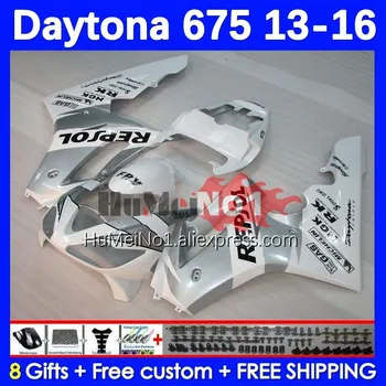 Kūno Kit Daytona 675 Daytona-675 13 14 15 16 Kėbulo 195No.24 respol sidabro Daytona675 2013 m. 2014 m. 2015 m. 2016 OEM Visiškai Lauktuvės