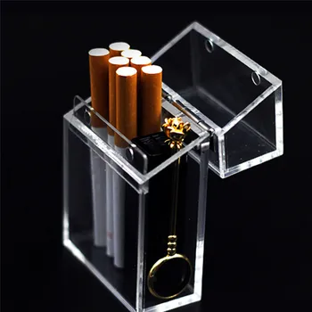 Kūrybos Cigarečių Atveju Akrilo Sutirštės Nešiojamų Skaidrus Cigarečių Atveju Lengvesni Pakuotės Talpinimo Bakas