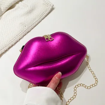 Kūrybos Lūpų Formos Krepšys Mergaitė Candy Spalva Vakarų Stiliaus Grandinės Pečių Mini Krepšys
