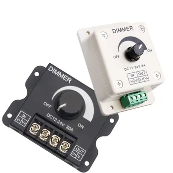 LED Dimmer Rankenėlę Perjunkite Valdymo Reguliuojamo Ryškumo Lempa LED Driver DC12V/24V 8A 30A už Vieną Spalvą 5050 3528 LED Šviesos Juostelės