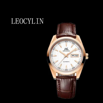 LEOCYLIN Šanchajus originalus Automatinis mechaninis laikrodis verslo Vandeniui šviesos safyras vyrų Laikrodžiai Relogio Masculino
