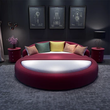 medžiaga meno didelės apvalios lova dviems poroms Šiuolaikinės paprasta theme hotel Princess kabina pora vestuvių lova apvali lova
