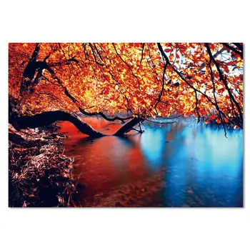 Medžių Šakos Ežeras HD Spausdinti Tapybos Modulinės Nuotraukų # Rėmelio Sienos Meno Plakatas Modernių Namų Apdailos Drobė