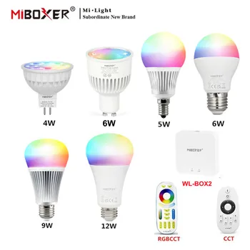 MiBoxer 4W 5W 6W 9W 12W Led Lemputės GU10 E27 Led Šviesos Smart 2.4 G RF Wireless WiFi Nuotolinio Valdymo BMT RGB+BMT Mi-Šviesos diodų (LED) Lempos