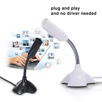 Mini USB Mikrofonas Studija Kalbos Kalbasi Dainavimo KTV Karaoke Mic PC Nešiojamas su Laikikliu(Juoda)