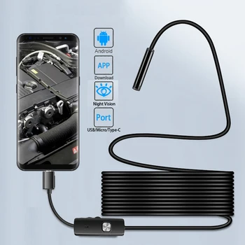 Mini vandeniui endoskopą fotoaparatas su reguliuojamu laidas 6 LED 5.5 mm 