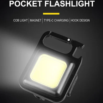 Mini Žibintuvėlis Darbą Šviesos diodų (LED Įkrovimo Akinimo COB Keychain Nešiojamų Šviesos Žibintuvėlis Lauko Kempingas Mažas Šviesos 2023