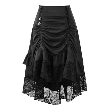 Moterų Gotikos Helovinas Sijonai Nėrinių Raišteliu Kratinys Sijonas Šalis Suknelė Gotikos Drabužių Klostuotas Sijonas Jupe Longue Femme