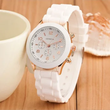 Moterų Laikrodžiai-Ultra plonas Prabanga Kvarciniai Laikrodžių Mados Ponios Laikrodis Baltos spalvos Silikoninis Laikrodis