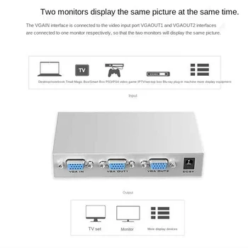 MT-VIKI 2Port VGA Splitter 1 2 Įvesties Išvesties HD Video Splitter 1 Priimančiosios Kompiuterio Prijungti Du Monitoriai Splitter MT-1502