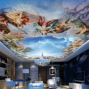 Mėlynas Dangus ir Balti Debesys 3D atsparus Vandeniui Tapetai, Lubų Viešbučio Kambarį Miegamojo Sienų Apdailai Namų Dekoro Priedai