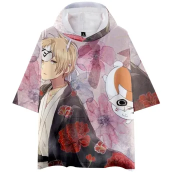 Natsume ' s Knyga Draugų Japonija, Anime, Natsume Yuujinchou 3D Spausdinimo Negabaritinių Marškinėliai Moterims, Vyrams Vasaros trumpomis Rankovėmis su Gobtuvu marškinėliai