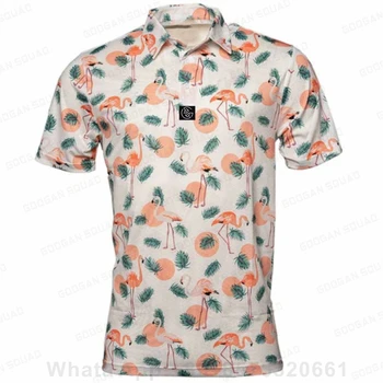 Nauja Vasaros Golfo vyriški T-shirt Kvėpuojantis Polo Marškinėliai Spausdinti Atsitiktinis Trumpas Rankovės Mados Atvartas Mygtukai Sportas