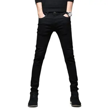 Naujas Aukštos Kokybės Atsitiktinis Slim Black Jeans Tiesiai Pieštuku Kelnės Mados Dviratininkas Vyrų Street Stora Džinsinio audinio Kelnės