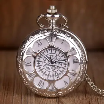 Naujas mados sidabro kvarco kišeninio laikrodžio juoda analoginis karoliai pakabukas laikrodis vyrų ponios žiūrėti dovana