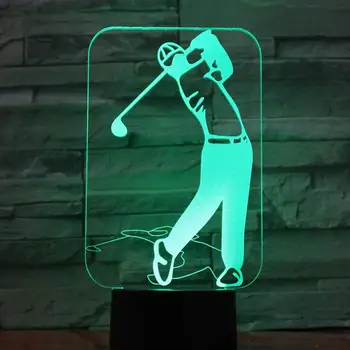 Naujoji Golfo Sporto Tema 3D LED Lempos Naktį Šviesos 7 Spalvų Keitimas Palieskite Nuotaika Lempos kaip Draugai, Vaikų Gimtadienio dovana 977