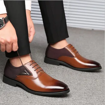Naujos mados verslo oficialų vyriški laisvalaikio odiniai batai didelio dydžio neslidus vyriški batai, vestuviniai bateliai
