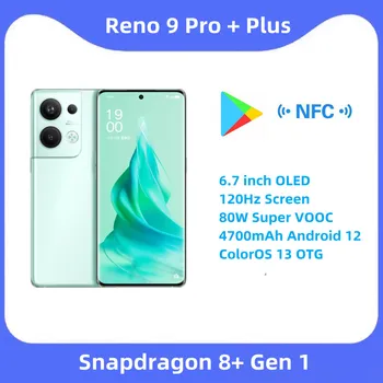 Naujų europos sąjungos Oficialusis KOLEGA Reno 9 Pro + Plius mobilusis Telefonas 6.7 colių OLED 120Hz Ekrano 80W Super VOOC 4700mAh Android 12 ColorOS 13 OTG