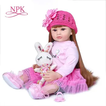 NPK 60cm mergina baby doll silikono atgimsta vinilo žaislai princesė vaikų, kūdikių lėlės gimtadienio dovana riboto tiražo lėlės