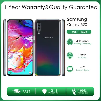 Originalus, Atrakinta Samsung Galaxy A70 A705F 4G Dual SIM 6GB RAM 128 GB ROM 32MP 6.7