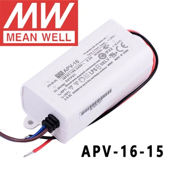 Originalus Tai Gerai APV-16-15 meanwell 15V/1A Pastovios Įtampos projektavimo, 15W Vieno Išėjimo LED impulsinis Maitinimo šaltinis