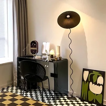 Plisuotos Grindų Lempos Japonų Minimalistinės Kambarį Miegamojo Grindų Lempos Ins Stiliaus Naktiniai Aplinkos Stalo Lempa