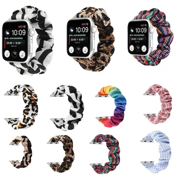 Prabangus leopardas spausdinti elastingas plaukų kaklaraištis žiūrėti dirželis Apple iwatch 6 5 4 3 2 1 SE dirželio medžiaga panele, mergina iwatch dirželis 5 42mm