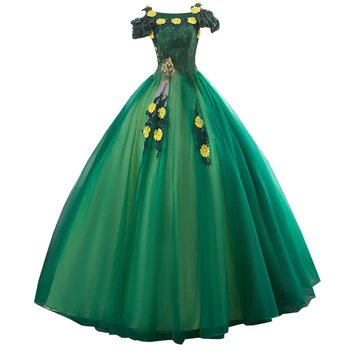Princesė 3D-Gėlių Appliques Quinceanera Suknelės Inscenizacija Off Peties Tiulio Reljefiniai Linija, Ilgas Saldus 16 Prom Dress
