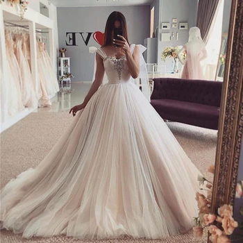 Puošnios Princesė Vestuvių Suknelės su Dirželiais Linijos, Brangioji Kaklo Kristalų Reljefiniai kelių sluoksnių Tiulio Backless Vestuvių Suknelės 2023