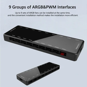 PWM 4Pin 6 ARGB Uostų 3Pin 5v Greičio Reguliatorius Universalus Kompiuterinis Reguliatorius PC Atveju Aušinimo Ventiliatorius Hub nuotolinio valdymo Kompiuterį