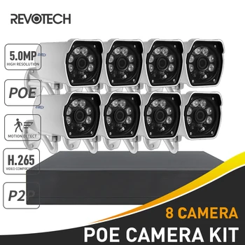 REVOTECH 5MP CCTV Saugumo kamerų Sistema, 8 POE IP Kamerų Palaikymas H. 265 P2P 8CH Priežiūros NVR Video Rinkinys 48V 802.3 af Standartas