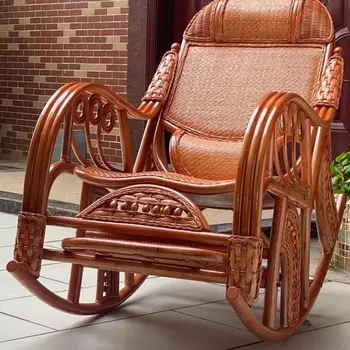 Rotango Kėdė Natūrali Rotango Supamoji Kėdė, Austi Rotango Karieta Longue Suaugusiųjų Balkonas Šeimyniniam Poilsiui, Vyresnio Amžiaus Rotango Kėdė Art