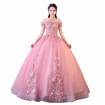 Rožinė Kamuolys Suknelė Vestuvių Suknelės Princesė arabų Vestuvių Suknelės Su Appliques Plus Size 
