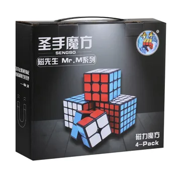 Shengshou 4pcs Rinkinys Magic Cube 2x2 3x3 4x4 5x5 Ponas m Magnetinių Greitis Kubo Klasikinio Kubo Švietimo Dėlionės, Žaislai Vaikams, Vaikai