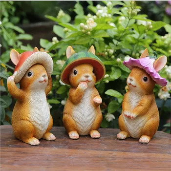 Sodo Derva, Triušiai, Dekoratyviniai Cute Bunny Pav Gyvūnų Statula Mini Pasakų Kūrybos Kraštovaizdžio Kieme Žolė Vazonas Apdaila