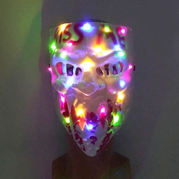 Spalvinga Šviesos Siaubo Kaukė LED Žėrintis Kiss Me Kaukė Neoninės Šviesos Iki Kino Cosplay Prapūtimo Kaukė Helovinas Kostiumas Šalis Rekvizitai