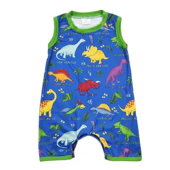 SR0342 Didmeninė Bamblys boutique vaikų drabužiai bamblys berniukai spalvinga dinozaurų mėlyna rankovių jumpsuit mielas stilius atsitiktinis