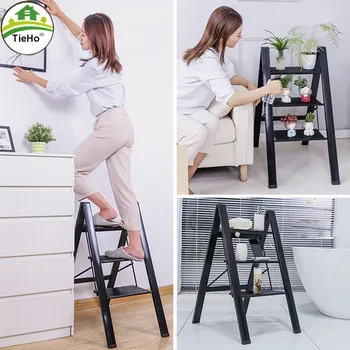 Sulankstomos Aliuminio Kopėčios Kopėčių Kėdė Nešiojamų Mažas Žingsnis Išmatose 3 Žingsnius Virtuvėje, Kopėčios Paramos Svoris 150 kg.