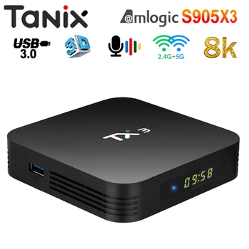 TANIX TX3 Android9.0 Smart TV BOX Amlogic S905X3 8K Set Top Box, 4 GB RAM, 32GB 64GB ROM 2.4 G/5G Dual WIFI BT H. 265 3D TV Priedėliu