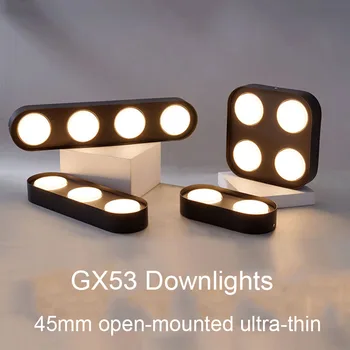 Ultra-Plonas Paviršiaus Kalno LED Downlight su Keičiamomis Gx53 LED Lemputė 7W LED Spot Šviesos kambarį Miegamojo balkonas