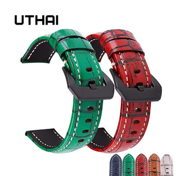 UTHAI P. 17 Watchbands 20mm 22mm 24mm 26mm High-end retro Veršiuko Oda Žiūrėti juosta Žiūrėti Dirželis su natūralios Odos Dirželiai