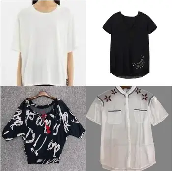 Užsienio Prekybos užsakyme Ispanijoje D Nauji moteriški marškinėliai Išsiuvinėti Spausdinimo Raundo Kaklo Nėrinių trumpomis Rankovėmis T-shirt Vasaros