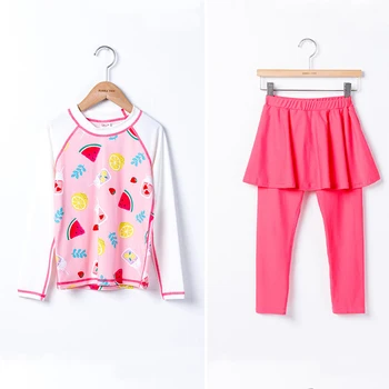 Vaikų maudymosi kostiumėlį merginos 2023 padalinta sijonas stiliaus didelis vaikų korėjos mielas princesė mergaitės apsaugos nuo saulės plaukimo rinkinys