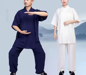 Vasaros aukščiausios kokybės Patalynė trumpas rankovės chi kostiumas Daoizmas drabužių chi, drabužiai, drabužiai kung fu wushu kovos menų uniformos