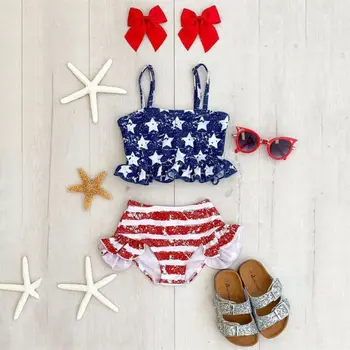 Vasaros Bamblys Vaikams Baby Girl Bikini Rinkiniai, 1-6Y Pynimas maudymosi Kostiumėliai maudymosi kostiumėlį, Maudymosi Kostiumą Paplūdimio